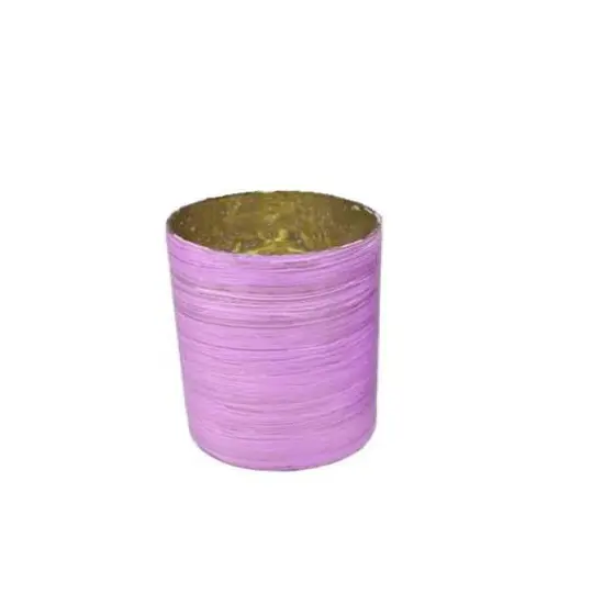 4.5" Ribbed Glass Votive Candle Holder Set, Purple & Silver Mercury {3}