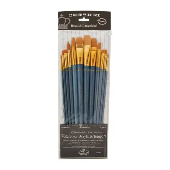 Royal & Langnickel&reg; Zip N' Close Gold Taklon Long Handle Set {1}