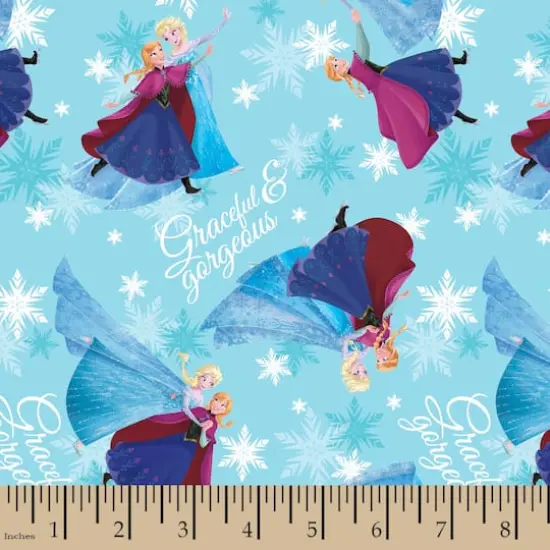 Disney&reg; Frozen Sisters Skating Bridal Satin Fabric {3}