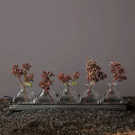 Hello Honey&reg; Iron Tray with Glass Vases Set {3}