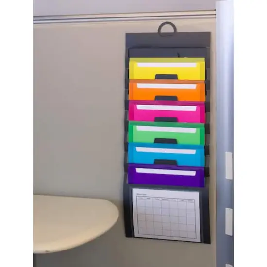 Smead&reg; Cascading Wall Organizer, Gray with 6 Bright Pockets {10}