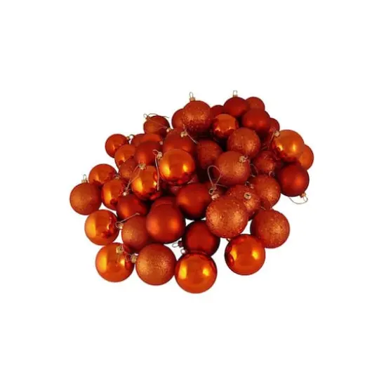 60ct Burnt Orange Shatterproof 4-Finish Ball Ornaments {1}