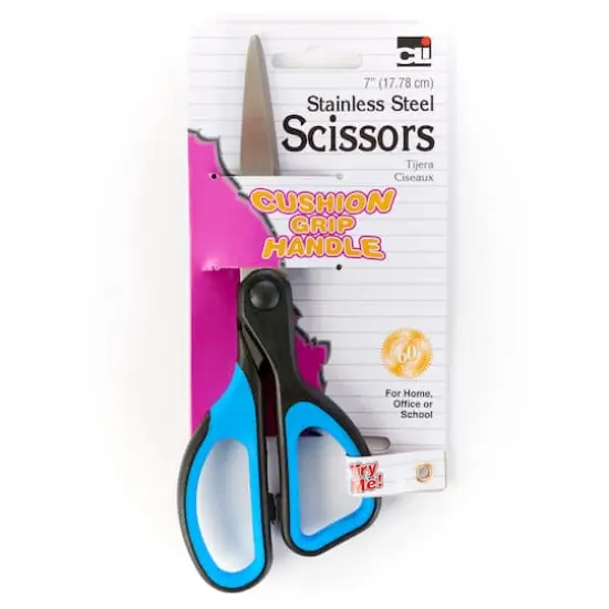 7" Straight Stainless Steel Cushion Grip Scissors, Pack of 12 {1}