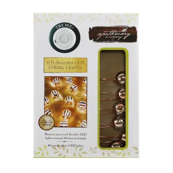Apothecary & Company™ Decorative LED String Lights, Striped Micro Balls {4}