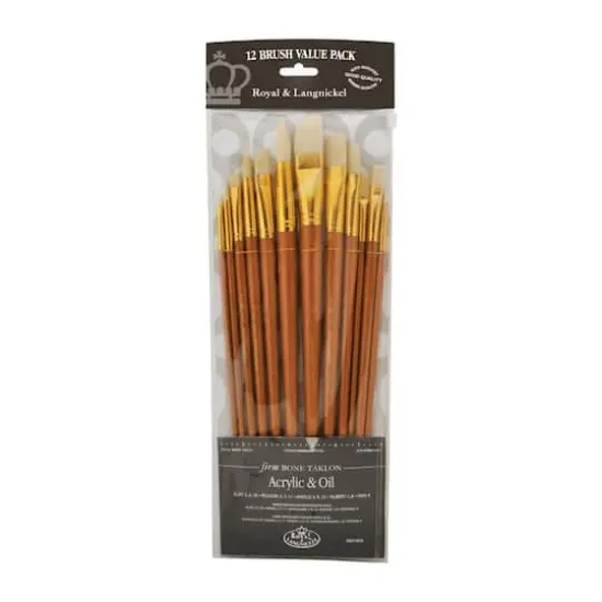Royal & Langnickel&reg; Zip N' Close Bone Taklon Angle Brush Set {1}