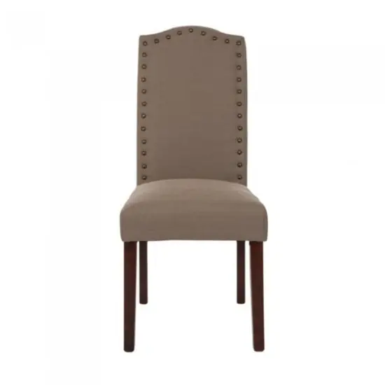 Glitzhome® Tan Upholstered Dining Chairs with Studded Decoration, Set of 2 {4}