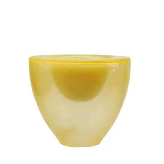 5.25" Yellow Glass Votive Candle Holder with Wax Candle {1}