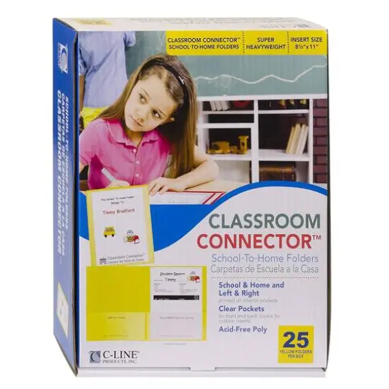 C-Line&reg; Classroom Connector&trade; School-To-Home Folders, Box of 25 Glistening Gold {5}