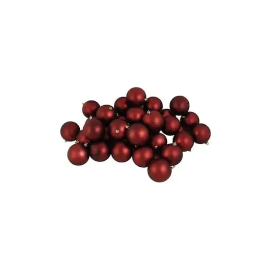 60ct Matte Burgundy Red Shatterproof Ball Ornaments {1}