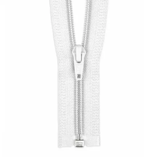 YKK 36" White #5 Nylon Coil Open End Zipper {1}