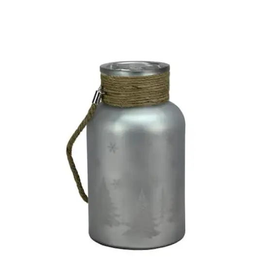 10" Christmas Trees and Snowflakes Pillar Candle Holder with Handle {1}