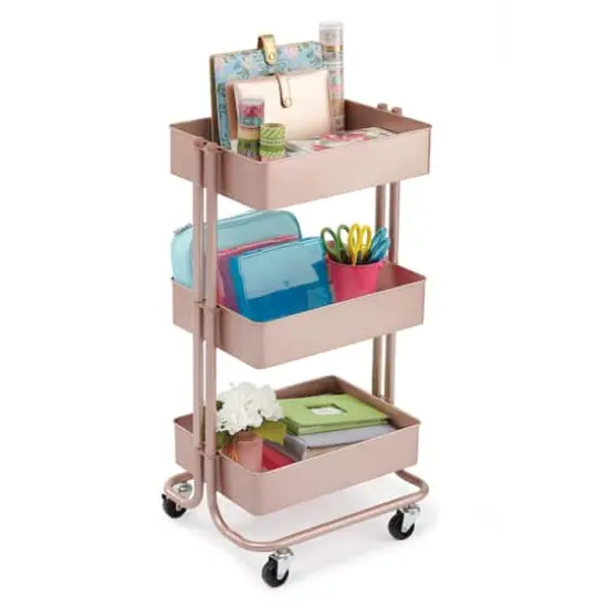 Lexington 3-Tier Rolling Cart by Simply Tidy&reg; Rose Gold {7}