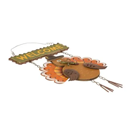 Gitzhome&reg; 18" Iron & Solid Wood Turkey Welcome Wall D&eacute;cor {8}