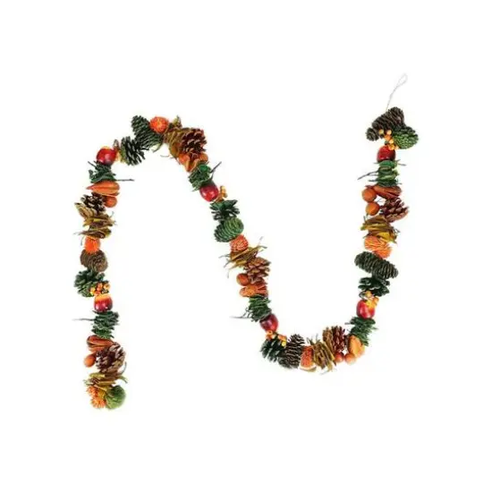 5ft. Autumn Harvest Pine Cones & Apples Artificial Garland {1}
