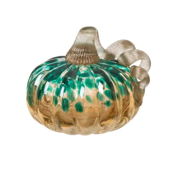 Glitzhome&reg; Small Glitter Glass Pumpkin, Blue & Gold {1}