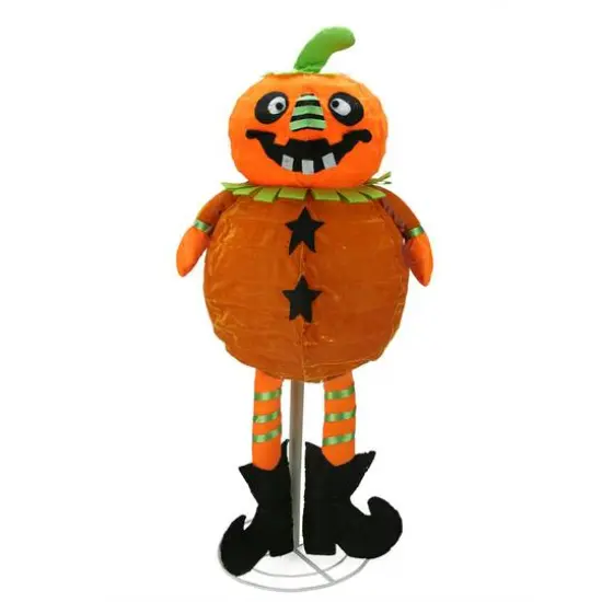 LED Lighted Standing Halloween Orange Jack-O-Lantern Pumpkin {1}