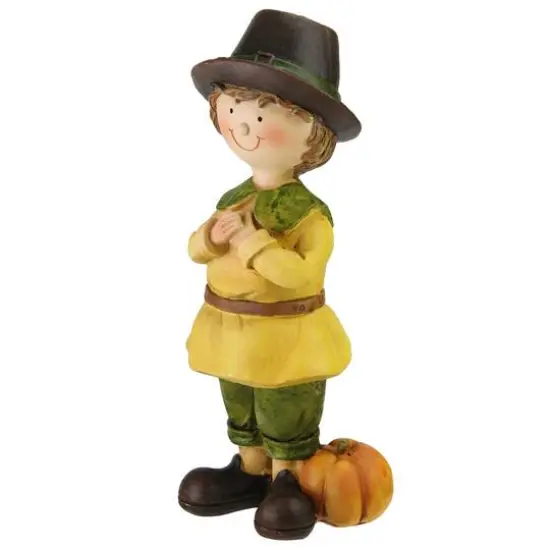 7.5" Boy & Girl Pilgrim Thanksgiving Figurine Set {3}