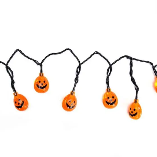 10ct. Orange LED Jack-O-Lantern Pumpkin Halloween Novelty String Lights {5}