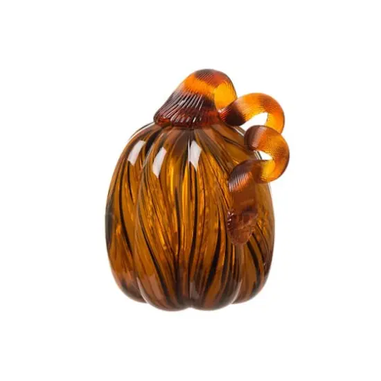 Glitzhome&reg; Medium Glass Pumpkin, Multicolor Stripes {1}