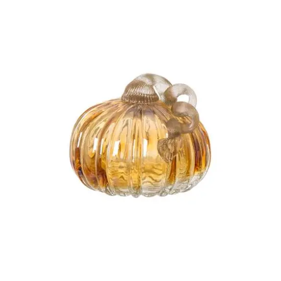Glitzhome&reg; Crackle Glass Short Pumpkin, Amber {4}
