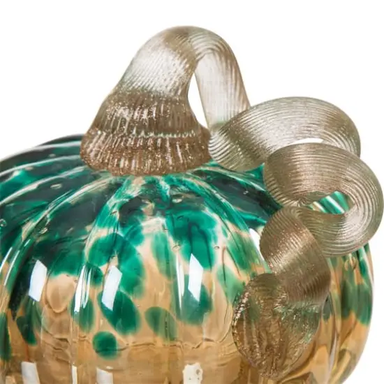 Glitzhome&reg; Small Glitter Glass Pumpkin, Blue & Gold {5}