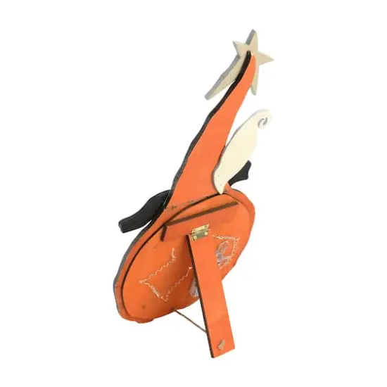 18.75" LED Standing Wood Pumpkin Halloween Decoration {3}