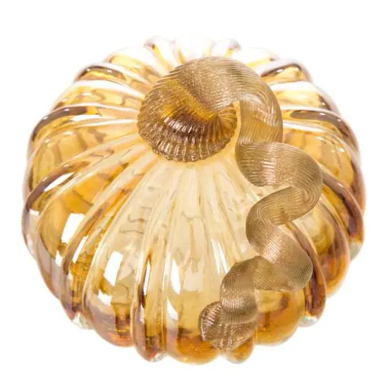 Glitzhome&reg; Crackle Glass Short Pumpkin, Amber {3}