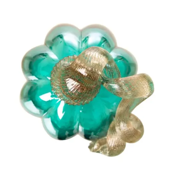 Glitzhome&reg; Crackle Glass Pumpkin, Turquoise {5}