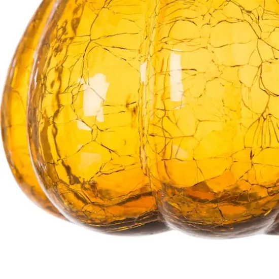 Glitzhome&reg; Crackle Glass Pumpkin, Amber {5}