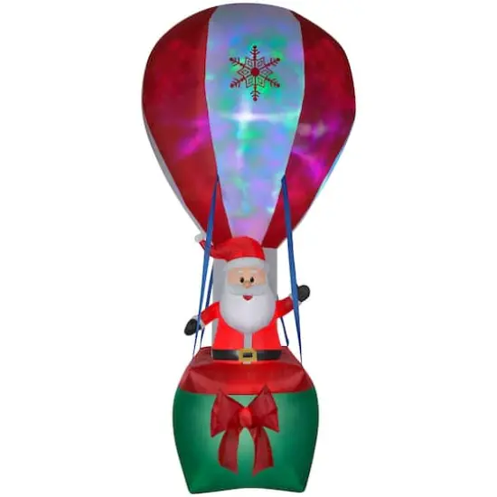 12ft. Airblown® Inflatable Christmas Santa in Hot Air Balloon with Northern Sky Light Show {1}