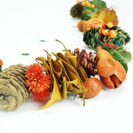 5ft. Autumn Harvest Pine Cones & Apples Artificial Garland {4}