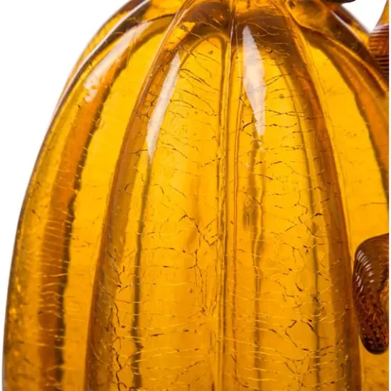 Glitzhome&reg; Tall Crackle Glass Pumpkin, Amber {6}