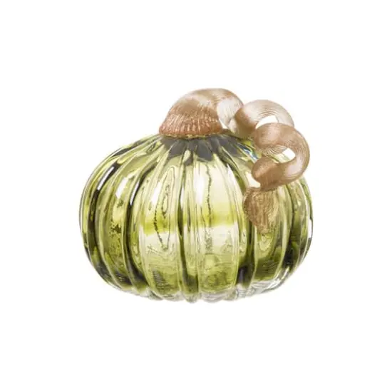 Glitzhome&reg; Short Crackle Glass Pumpkin, Green {1}