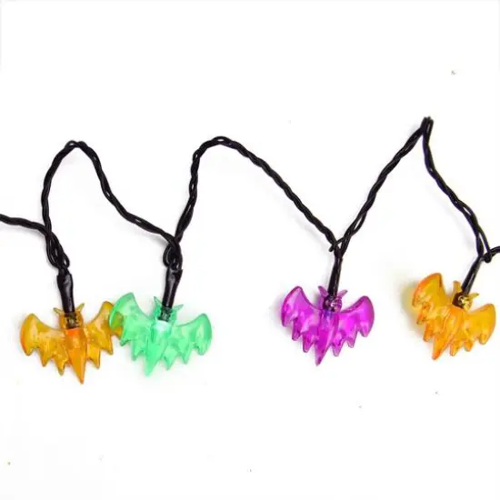 10ct. Multi-color LED Bat Halloween Novelty String Lights {1}