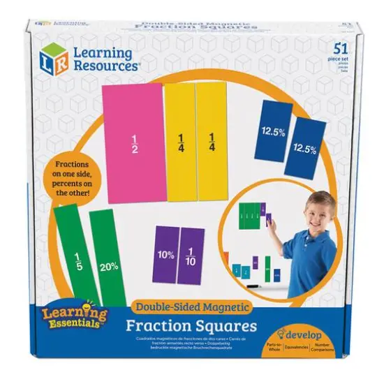 Learning Resources&reg; Double-Sided Magnetic Fraction Squares, 51 Pieces {1}