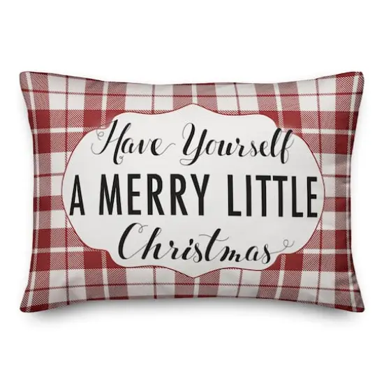 Designs Direct Have Yourself A Merry Little Christmas Plaid 14x20 Throw Pillow {1}
