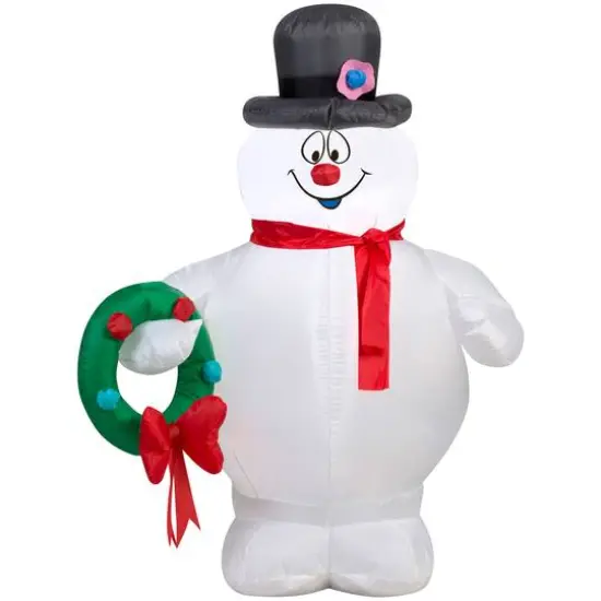 3.5ft. Airblown&reg; Inflatable Christmas Frosty Holding Wreath {1}