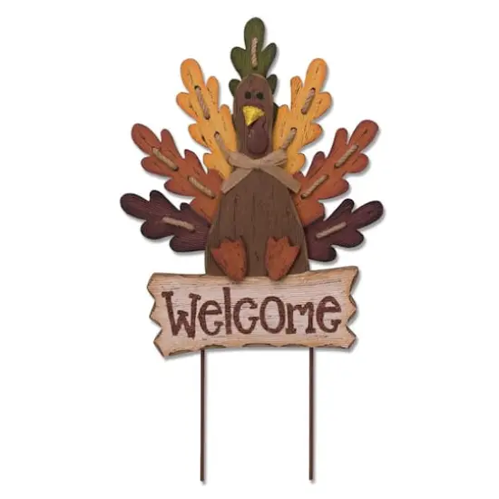 Glitzhome&reg; Iron & Wood 'Welcome' Turkey Yard Sign  {1}