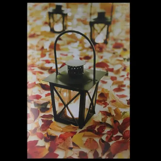 LED Lighted Fall Foliage & Lanterns Canvas Wall Art {4}