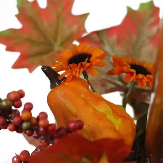 10" Autumn Sunflower & Pumpkin Hurricane Pillar Candle Holder {3}