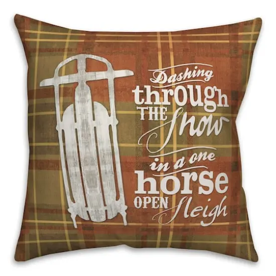Designs Direct Dashing Through The Snow in a One Horse Open Sleigh 18x18 Throw Pillow {1}