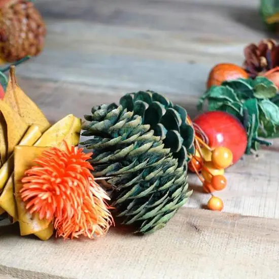 5ft. Autumn Harvest Pine Cones & Apples Artificial Garland {3}