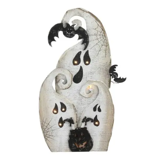 14" LED Standing Wood Ghosts Halloween Decoration {1}