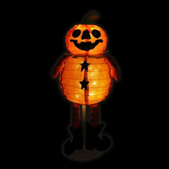 LED Lighted Standing Halloween Orange Jack-O-Lantern Pumpkin {3}