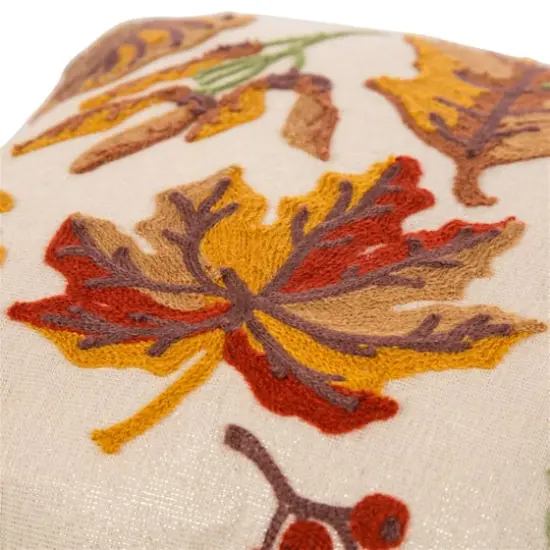 Glitzhome&reg; Embroidered Fall Leaves Pillow {5}