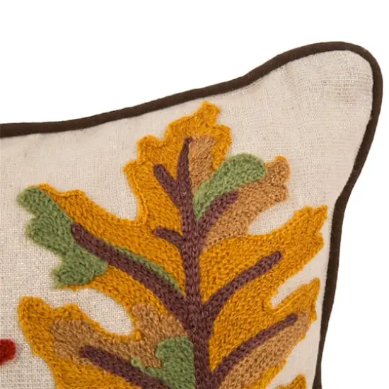 Glitzhome&reg; Embroidered Fall Leaves Pillow {7}