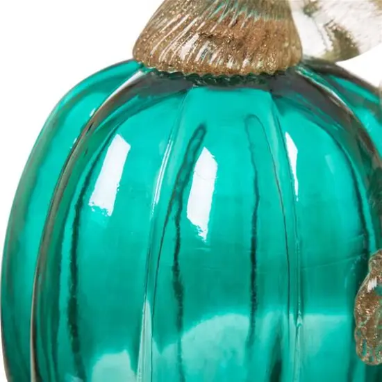 Glitzhome&reg; Crackle Glass Pumpkin, Turquoise {6}
