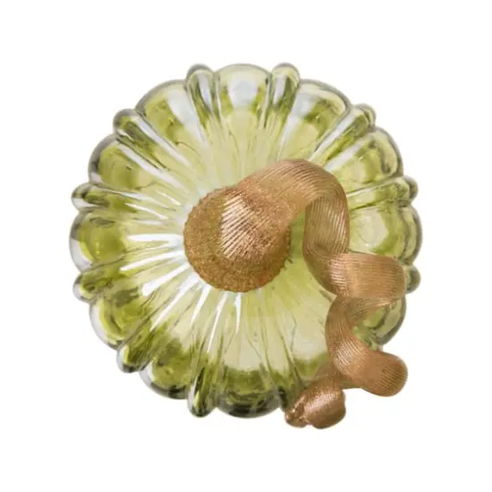 Glitzhome&reg; Short Crackle Glass Pumpkin, Green {7}