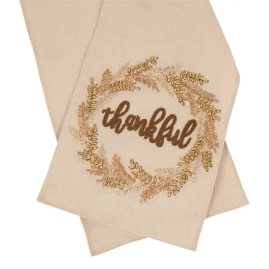 Glitzhome&reg; Embroidered Fabric Thanksgiving Table Runner {7}