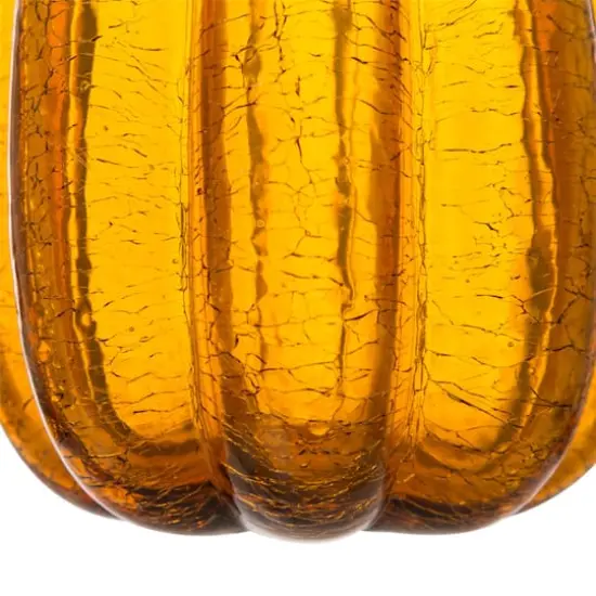 Glitzhome&reg; Tall Crackle Glass Pumpkin, Amber {3}